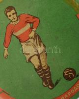 Népek spartakiádja 1956 focis díszítésű fémdoboz, d: 10 cm