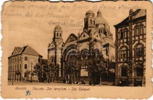 1916 Újvidék, Novi Sad; Izraelita templom, zsinagóga / Isr. Tempel / synagogue (felületi sérülés / surface damage)