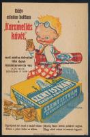 Szent István karamellás kávé számolócédulája, Tedesco Anna (1903-1969) art deco stílusú reklám grafikájával.