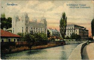 Sarajevo, Israelitischer Tempel mit Corps Commando / synagogue, K.u.k. army headquarters (hole)