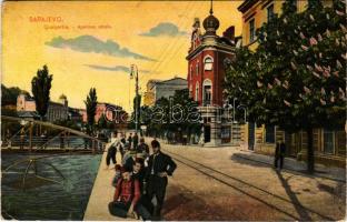 1913 Sarajevo, Quaipartie / Apelova obala / riverside, quay, synagogue (EK)