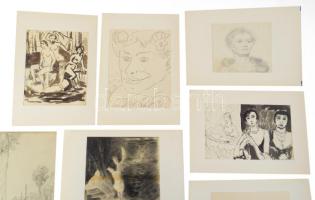 Jelzés nélkül, 1900-1930 körül: 10 db tanulmányrajz (női aktok, portrék, városrészlet, táj stb.) Klf...