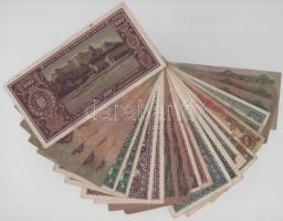 Vegyes, 23db-os (13xklf), Pengő bankjegyekből álló tétel T:F,VG, több firkált