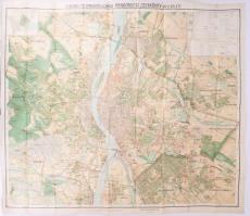 1927 Budapest térképe, a Budapesti útmutató és címtár - Rendőrségi zsebkönyv melléklete, 1 : 25.000, Bp., M. Kir. Állami Térképészeti Intézet, kisebb szakadással, 82x90 cm