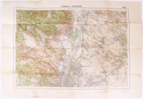 1936 Budapest (északi rész) és Szentendre környékének térképe, 1 : 75.000, Bp., M. Kir. Állami Térképészet, kis foltokkal, 47x63 cm