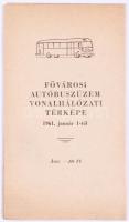 1960 A Fővárosi Autóbuszüzem vonalhálózati térképe 1961. január 1-től, menetrendekkel, 34,5x39,5 cm