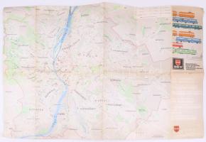 1977 A Budapesti Közlekedési Vállalat (BKV) vonalhálózati térképe, hátoldalán menetrendekkel, kis la...