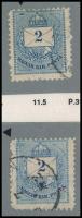 1881 2 db 2kr látványos, ritka vésésjavítással (ex Orbán, Sebestyén kiállítási anyagból)