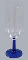 Francia kéken színezett talpú pezsgős pohár garnitúra, 6 darab, jelzett, hibátlan, m: 17 cm