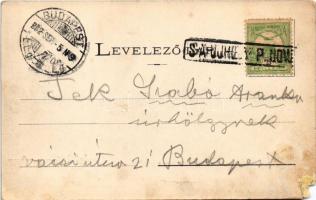 1902 Sátoraljaújhely, királyi dohánygyár. Lövy A. kiadása + "S.A.ÚJHELY P.UDV." (b)