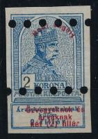 1914 Hadisegély I. vágott 2K megsemmisítő lyukasztással, gumi nélküli papíron