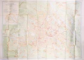 1928 Netzplan der städt. Verkehrsmittel in Wien / Bécs közlekedési hálózatának térképe, néhány kis sérüléssel, folttal, 70x99 cm