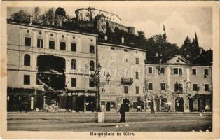 Gorizia, Görz; Hauptplatz / WWI K.u.k. military, ruined houses after battle (EK)