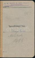 1939 Mezőcsát, katonai igazolványi lap, M. kir. mezőcsáti 56. honvéd kiegészítő parancsnokság, több ...