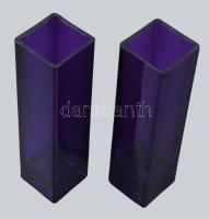 Lilán színezett hasábváza pár, hibátlan, m: 21 cm