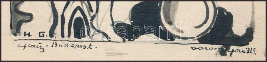 Glatz Henrik (Glatz Oszkár fia): Női akt. Tus, papír. Hátoldalán női arckép, ceruza, papír. Jelzett....