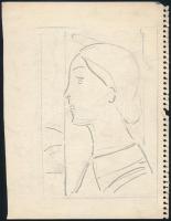 Glatz Henrik (Glatz Oszkár fia): Női akt. Tus, papír. Hátoldalán női arckép, ceruza, papír. Jelzett....