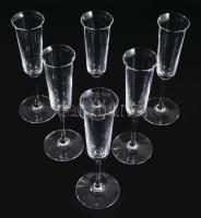 Jelzett kristály talpas pezsgőspohár szett, 6 darab, hibátlan, m: 20,5 cm