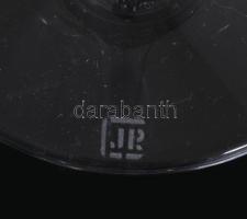 Jelzett kristály talpas pezsgőspohár szett, 6 darab, hibátlan, m: 20,5 cm