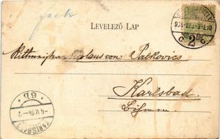 1904 Szombathely, Vármegyei kaszinó, Posch Testvérek vendéglője, férfi kerékpárral. Steiner Testvére...