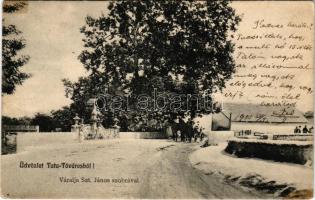 1905 Tata, Tata-Tóváros; Váralja Szent János szobrával. Engländer és Társa kiadása (Rb)