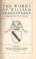 Shakespeare, William:
The Works of William Shakespeare. Gathered into One Volume.
Oxford, 1934. Ba...