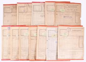 ca 1940 MFTR 12 db gyorsárú fuvarlevél illetékbélyegekkel