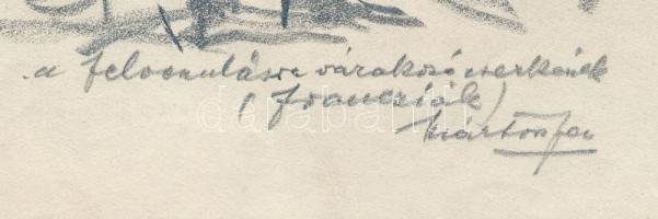 Márton Ferenc (1884-1940): 1933 Gödöllői Jamboree - Francia cserkészek. Ceruza, papír, jelzett, / Sc...