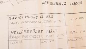 1976 Nagytarcsa, Zrínyi utcai lakóház tervrajza. Pausz, tus. 82x50 cm Feltekerve
