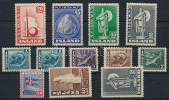 Izland 1939 Mi 204-214 (ca. Mi EUR 150,-) (Mi 208 falcos / hinged)