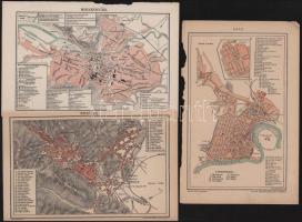 cca 1900 Arad, Brassó és Kolozsvár térképei, 3 db melléklet a Pallas Nagy Lexikonából, kisebb lapszéli sérülésekkel, 15,5x24 cm és 24,5x16 cm