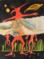 Szalay Pál (1953-2015): Alakok, 1998. Vegyes technika, kollázs papír. Jelezve jobbra lent. Kissé vetemedett (hajlott). 40,5x30 cm