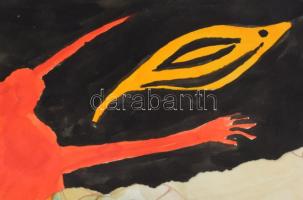 Szalay Pál (1953-2015): Alakok, 1998. Vegyes technika, kollázs papír. Jelezve jobbra lent. Kissé vet...