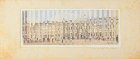 Szalay Pál (1953-2015): A régi Hamburg két látképe, 1998. Kollázs, papír. Jelezve jobbra lent. Paszp...