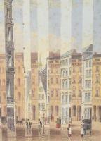 Szalay Pál (1953-2015): A régi Hamburg két látképe, 1998. Kollázs, papír. Jelezve jobbra lent. Paszp...