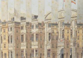 Szalay Pál (1953-2015): A régi Hamburg két látképe, 1998. Kollázs, papír. Jelezve jobbra lent. Paszp...