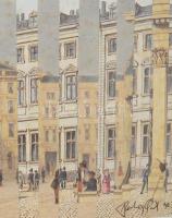 Szalay Pál (1953-2015): A régi Hamburg két látképe, 1998. Kollázs, papír. Jelezve jobbra lent. Paszp...