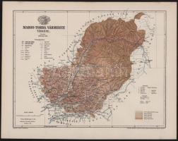 1895 Maros-Torda vármegye térképe, tervezte: Gönczy Pál, Bp., Posner Károly Lajos és Fia, a Pallas Nagy Lexikona melléklete, 24x30,5 cm