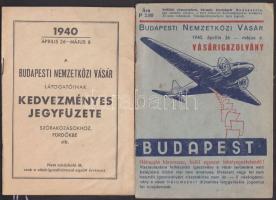 1940 Budapesti Nemzetközi Vásár vásárigazolvány vasúti menetjeggyel és kedvezményes jegyfüzettel
