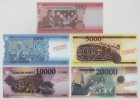 2018. 500Ft-20.000Ft (5xklf) "Soros pénz" fantázia bankjegyek + 2017. 10.000.000Ft "k...
