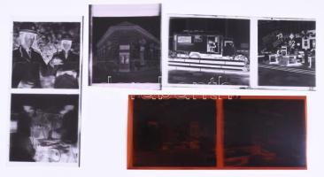 Érdekes vegyes témájú fotó negatívok, diák az 1960-70-es évekből: rendőrök, épületek (Szolnok, Villá...