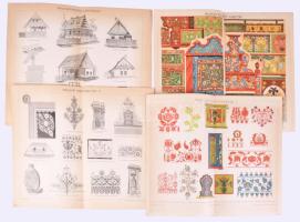 ca 1900 4 db néprajzi témájú litho metszet a Pallas lexikonból 32x25 cm