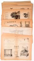 ca 1900 kb 70 db műszaki, építészeti témájú metszet a Pallas Lexikonból. 32x24 cm Bányászat, épületek, épületgépészet, mérlegek, szerszámok, rézgyártás, stb