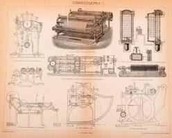 ca 1900 kb 70 db műszaki, építészeti témájú metszet a Pallas Lexikonból. 32x24 cm Bányászat, épülete...