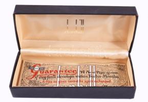 Dunhill pipa doboz, benne reklámpapírral, 7x18 cm