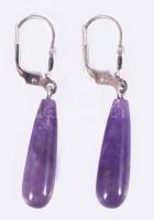 Ezüst (Ag) fülbevaló pár, ametiszt cseppel, jelzett, bruttó 3,1g