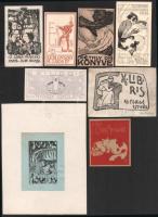 ca 1910-30 8 db szecessziós és art deco ex libris, különböző alkotók és technikák, részben ritka darabok, egyik kissé foltos (korábban beragasztva)