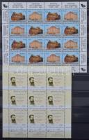 Blokkok, kisívek és kisebb teljes ívek, köztük sok névértékes, 30 fekete lapos, A/4-s jó minőségű Li...