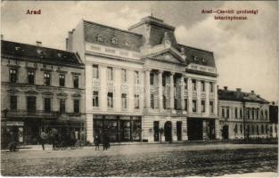 1913 Arad, Arad-Csanádi gazdasági takarékpénztár, Kornett Gerő, Domán Sándor üzlete / savings bank, shops (EK)