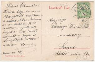 1913 Arad, Szent László utca. Kerpel Izsó kiadása / street view (ázott / wet damage)